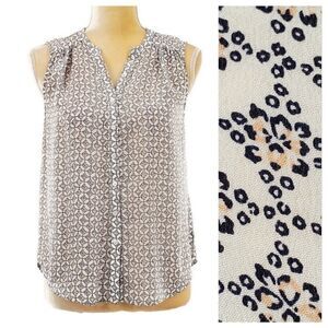 Joie Finnegan Silk Floral Print Sleeveless Button Down Blouse